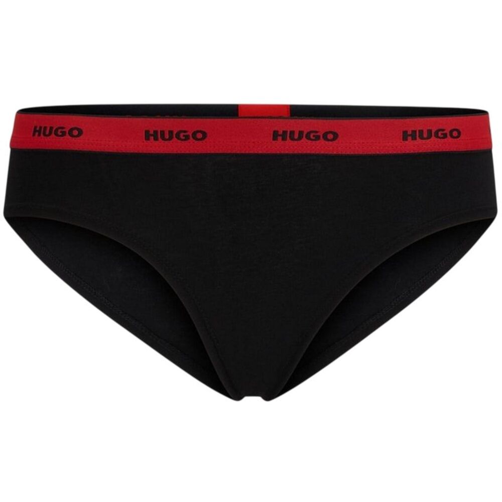 Hugo Womens/Ladies Mid Rise Briefs / Black/Red